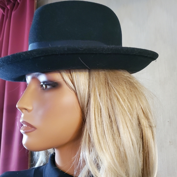 Capas Design Ladies Black Fedora Hat Lite Felt 100% Wool Size M - Picture 4 of 8